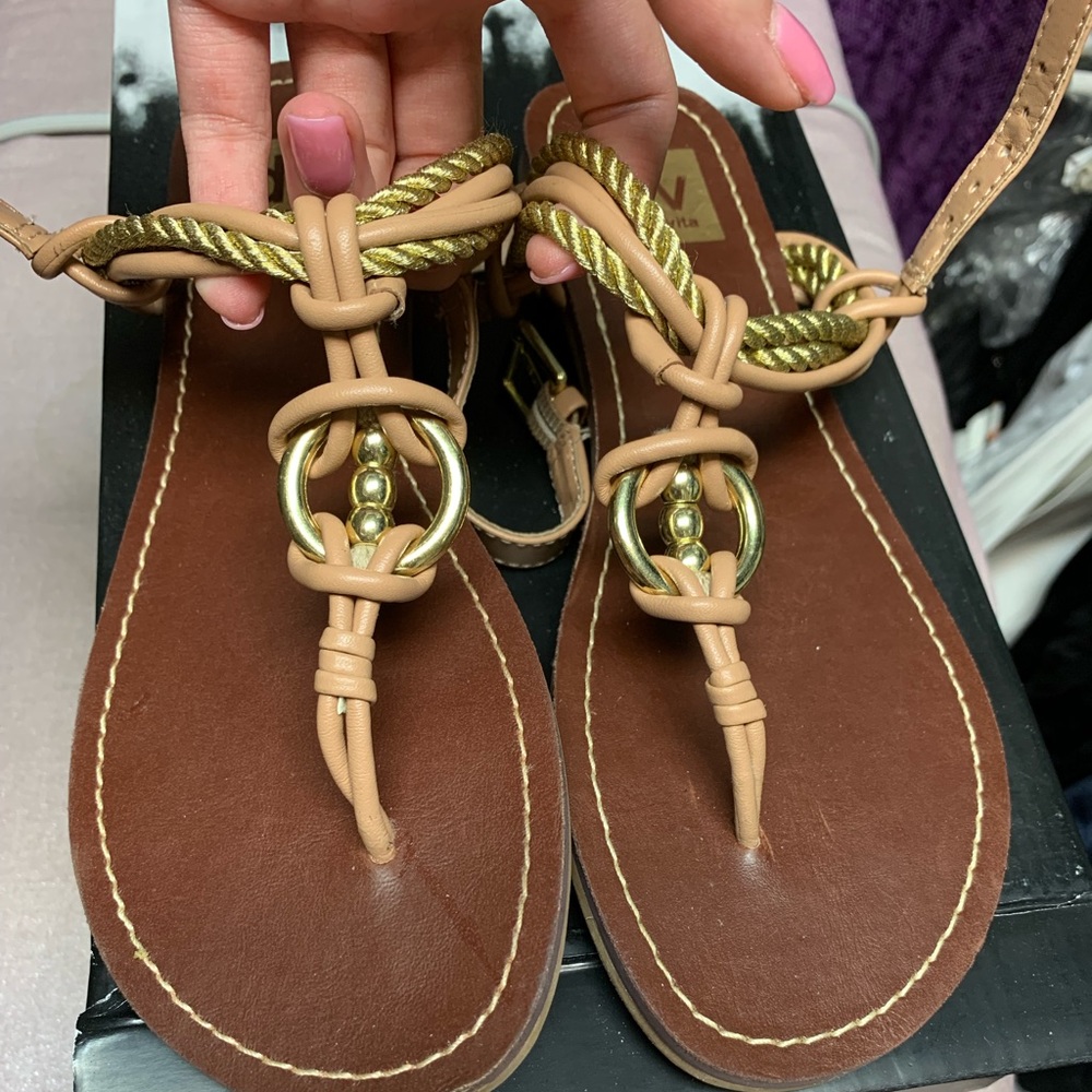 Dolce vita gold twisted rope sandal